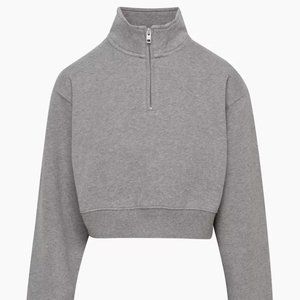 Aritzia Tna Grey Cozy Fleece Perfect 1/4 Zip Sweatshirt